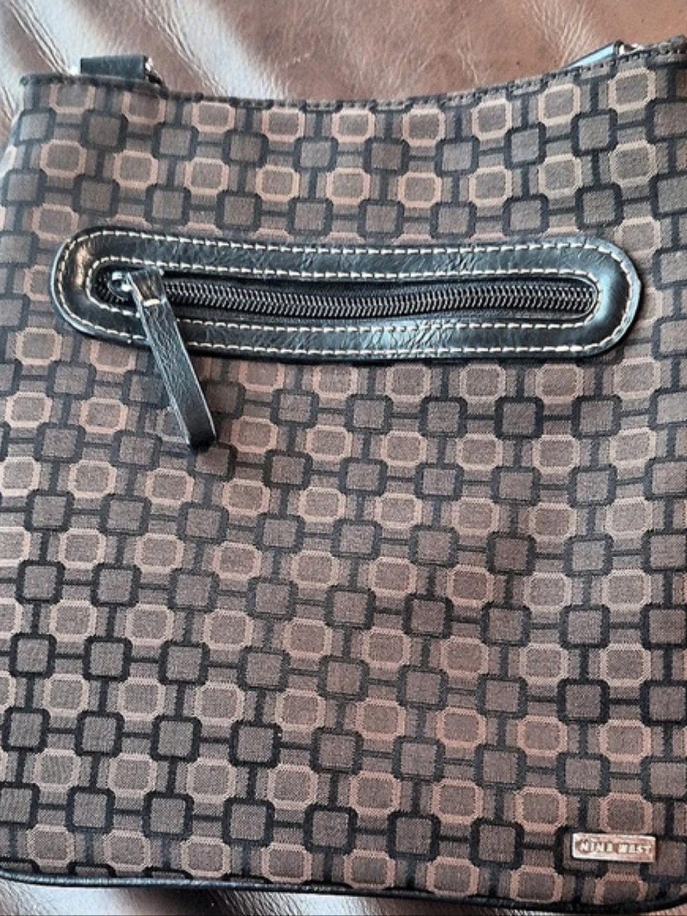 Nine West Brown & Black Crossbody Bag